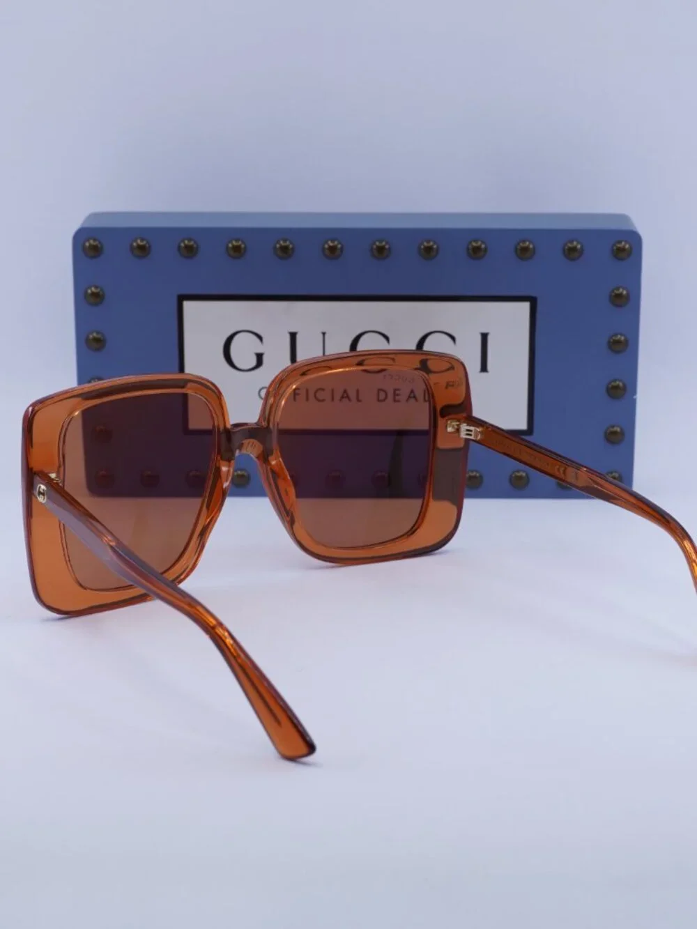Gucci GG1314S 004 Square Sunglasses - Transparent Rust /Orange